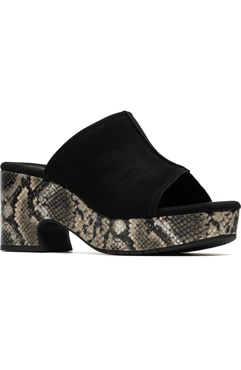 Clarks<sup>®</sup> Nerisa Vine Platform Sandal - Wide Width Available, Main, color, Black Interest