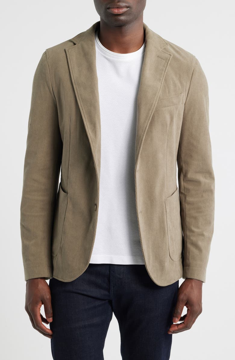 BOSS Hanry Slim Fit Corduroy Sport Coat with Removable Hoodie Bib, Alternate, color, Open Brown