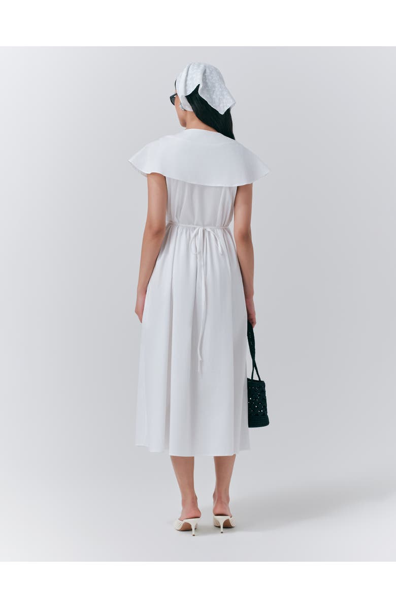 Ghost London Eloise V-Neck Cotton Midi Dress, Alternate, color, White