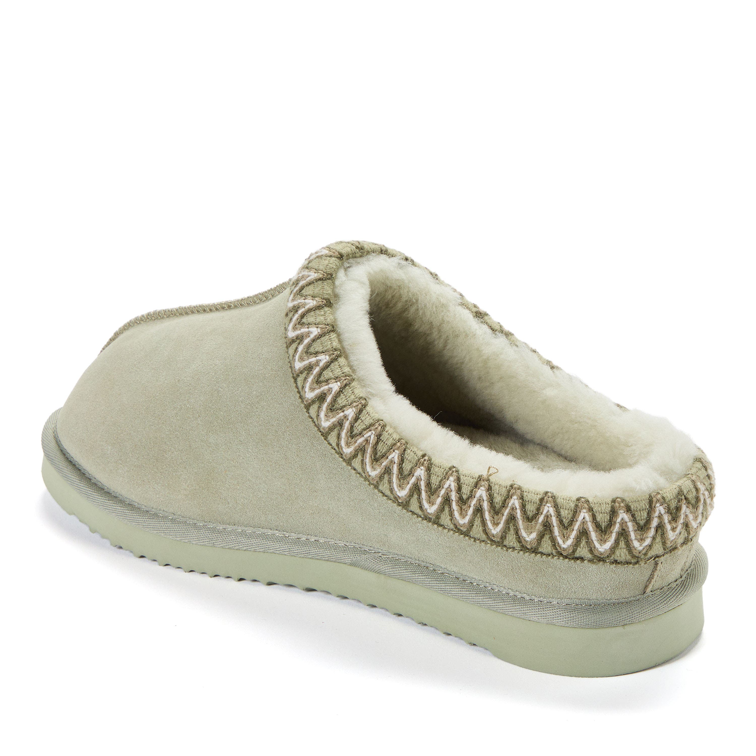 DEARFOAMS Fireside Grafton Genuine Shearling Clog Slipper with Embroidery, Alternate, color, Seagrass