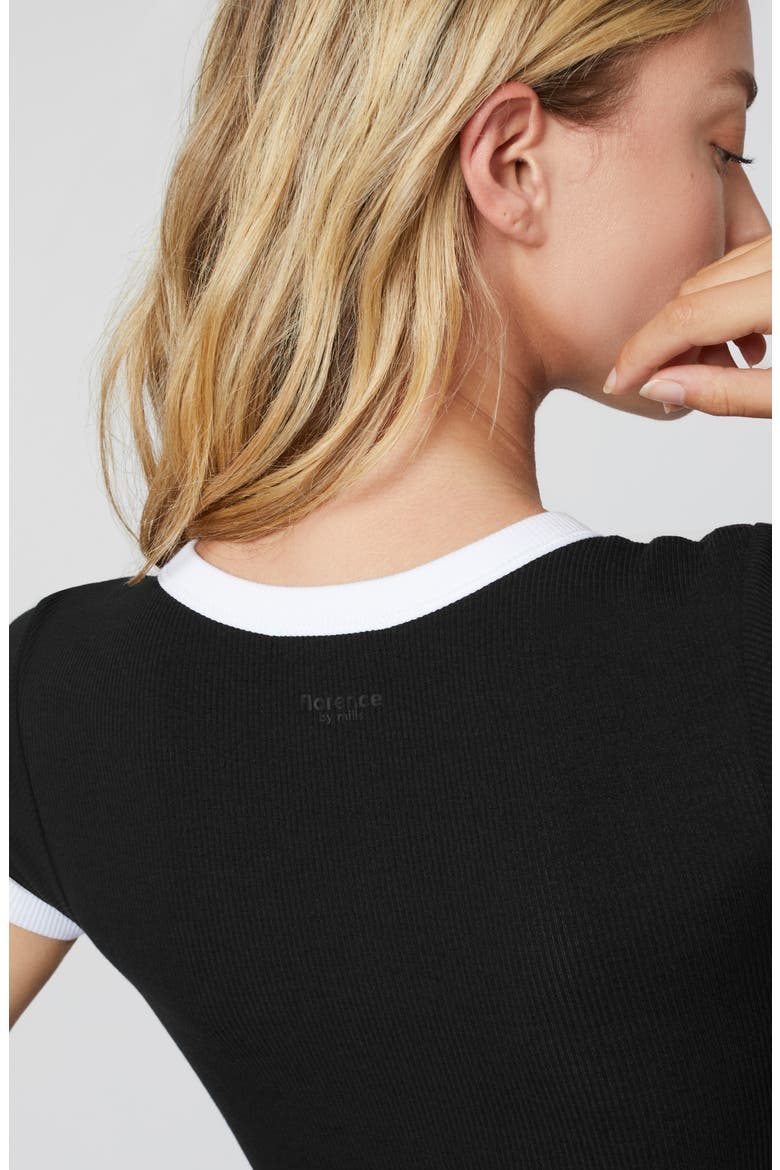 Tipped Crewneck Rib T-Shirt, Alternate, color, BLACK