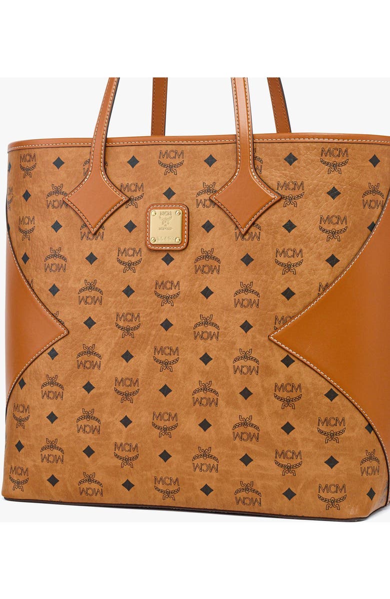 MCM Large Dia Shopper in Visetos Leather Mix, Alternate, color, Cognac