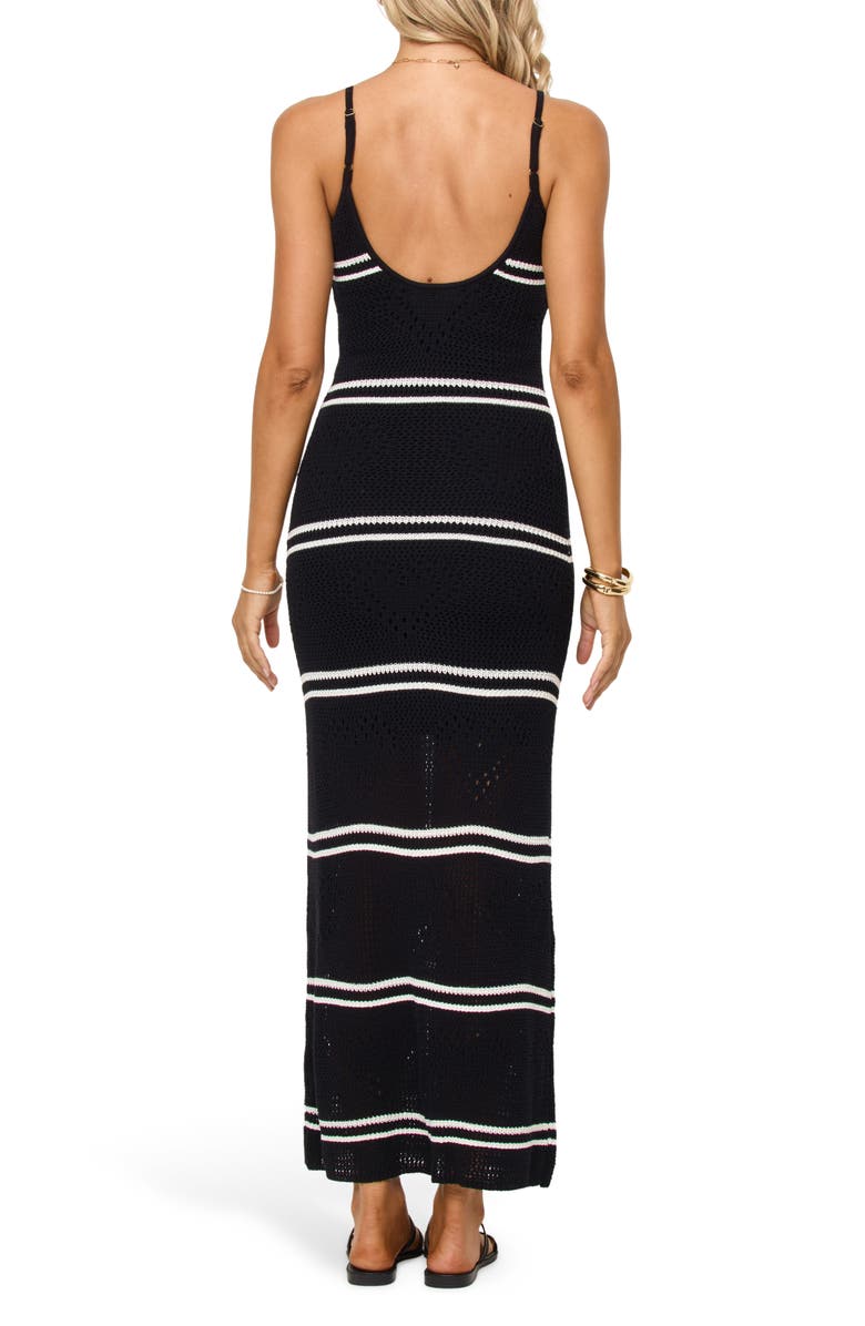 LSPACE Heart to Heart Cotton Knit Cover-Up Maxi Dress, Alternate, color, Black/ Cream