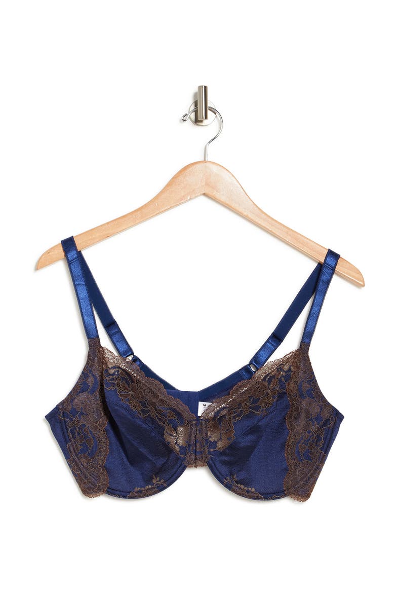 Lace Affair Underwire Bra, Alternate, color, BLUEPRINT/ CHOCOLATE BROWN