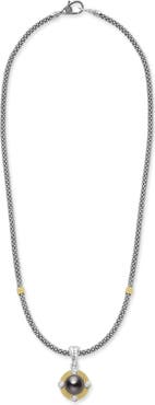 LAGOS Luna Freshwater Pearl & Diamond Lux Pendant Necklace