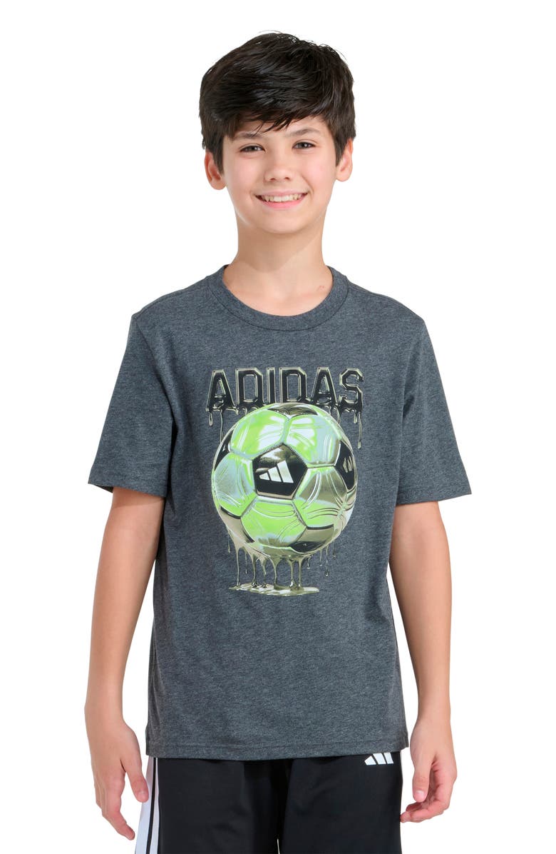 adidas Kids' Soccer Drip Graphic T-Shirt, Main, color, Dark Grey Heather