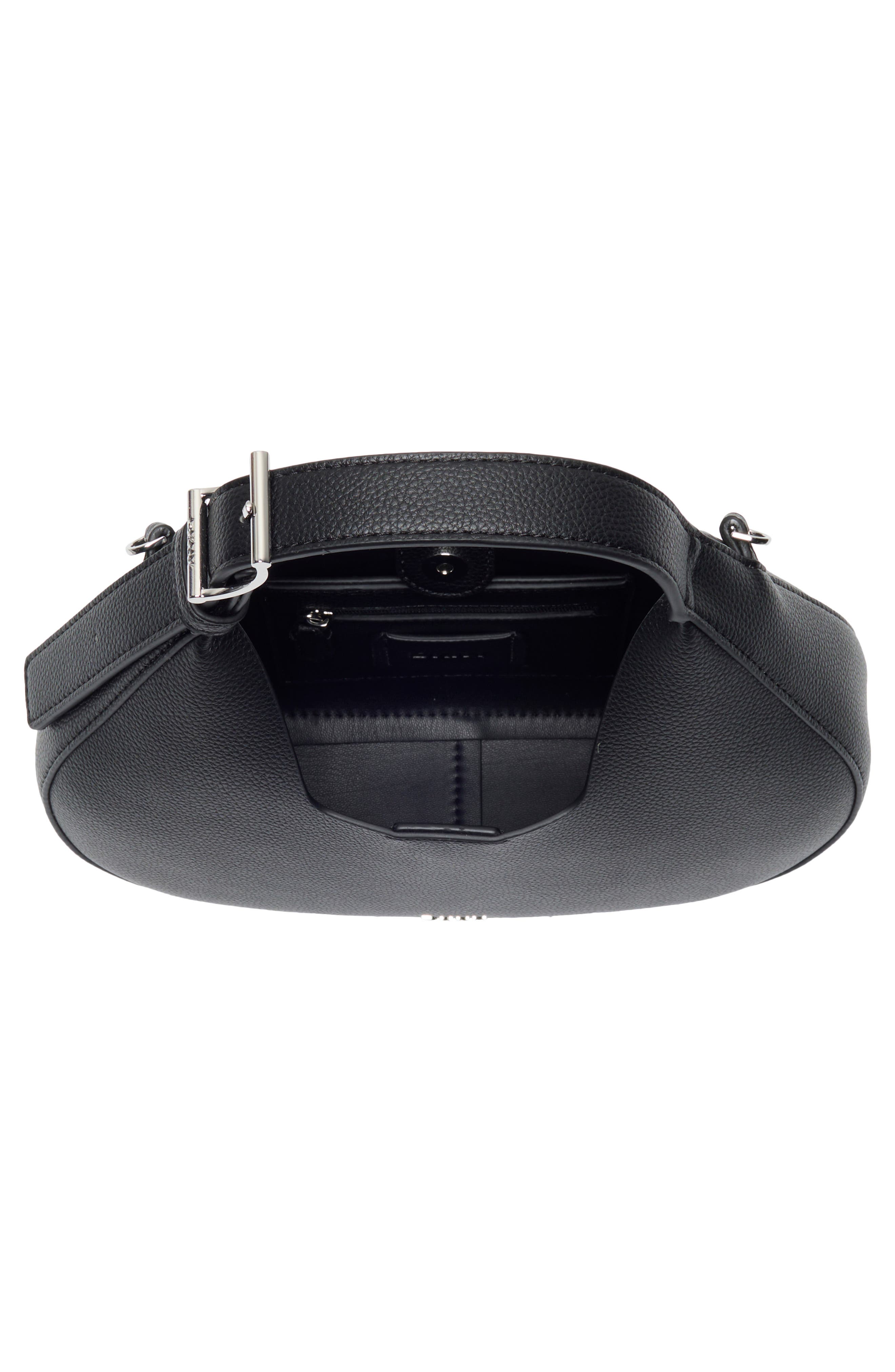 DKNY Camila Small Hobo Crossbody Bag, Alternate, color, Black/ Silver