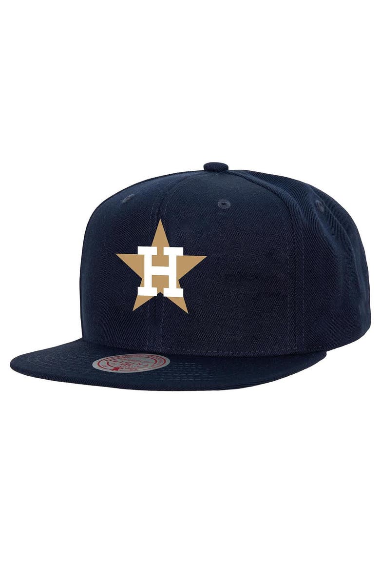 Men's Mitchell & Ness Navy Houston Astros Cooperstown Collection Basic Flip Snapback Hat, Main, color, Navy