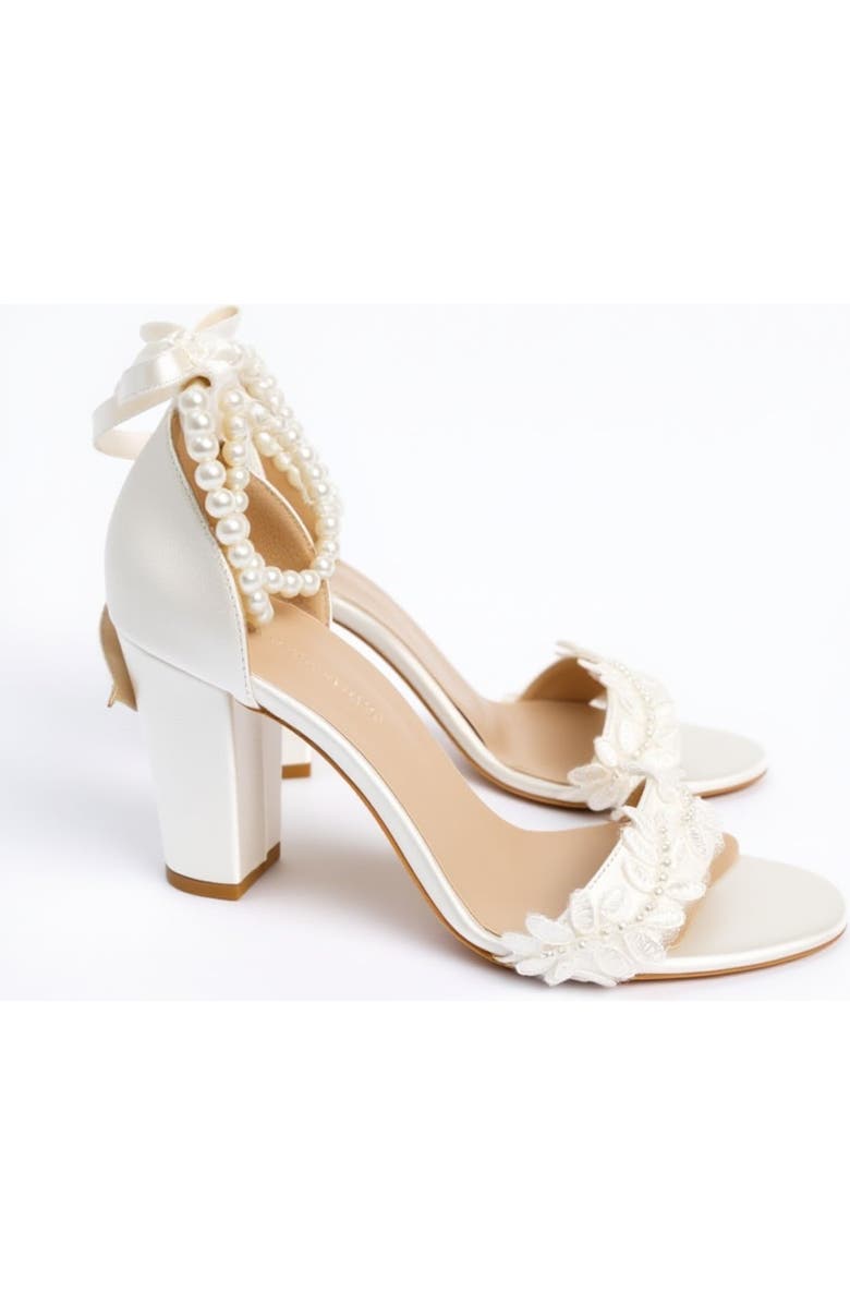 Forever & Always Shoes Elysia Pearl & Lace Wedding Heel, Alternate, color, Ivory