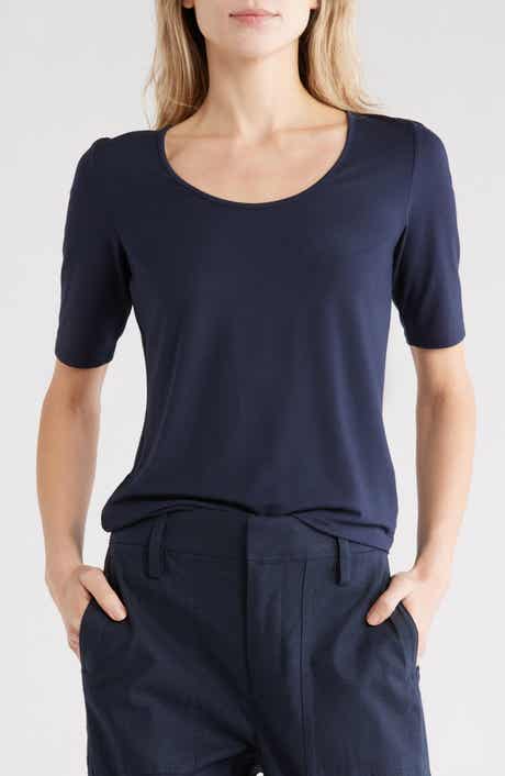 Scoop Neck Elbow Sleeve T-Shirt