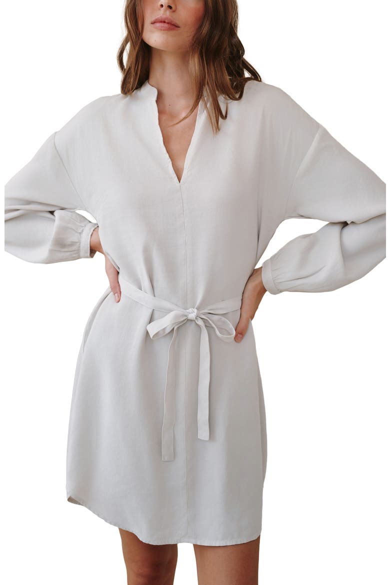 Long Sleeve Belted Minidress, Alternate, color, IVORY STONE