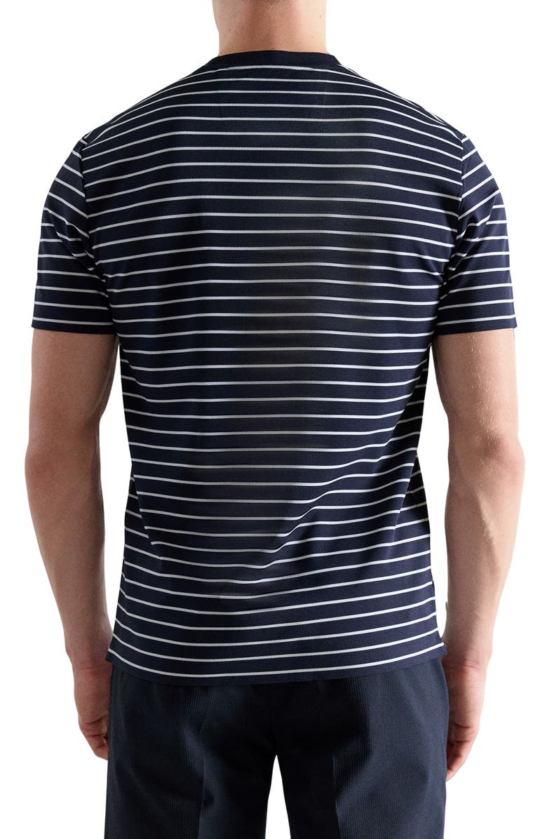 MANGO Slim Fit Coolmax<sup>®</sup> Stripe T-Shirt, Alternate, color, Navy