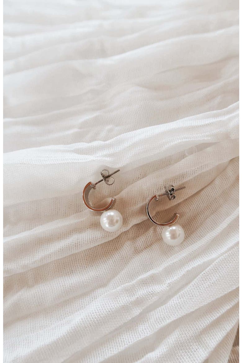 Leah Pearl Hoops, Alternate, color, Silver
