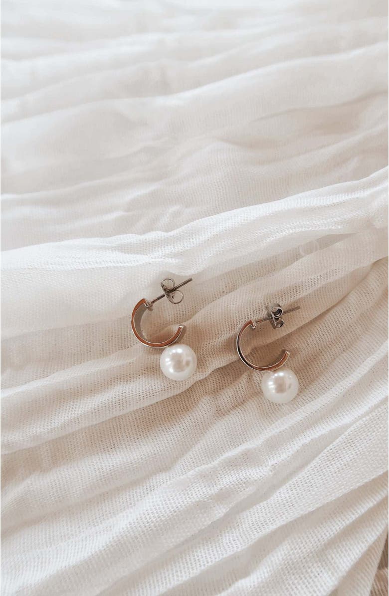 Untamed Petals Leah Pearl Hoops, Alternate, color, Silver