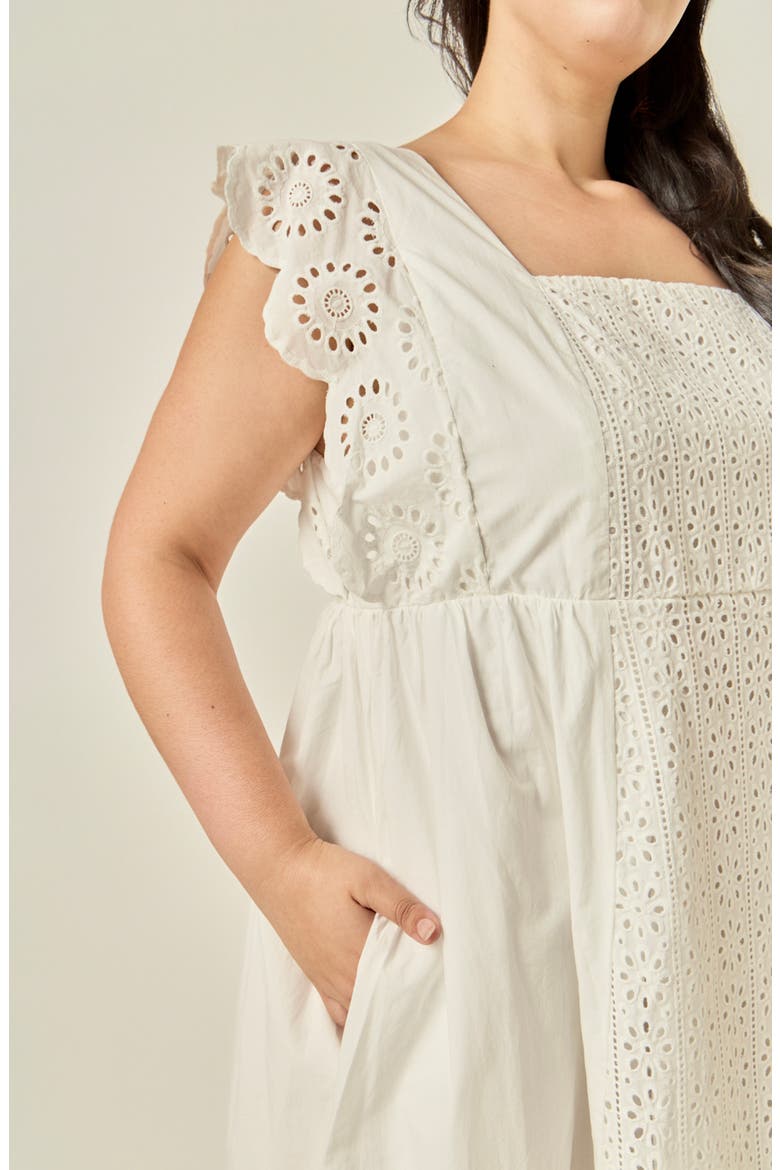 Eyelet Cotton Maxi Dress, Alternate, color, WHITE