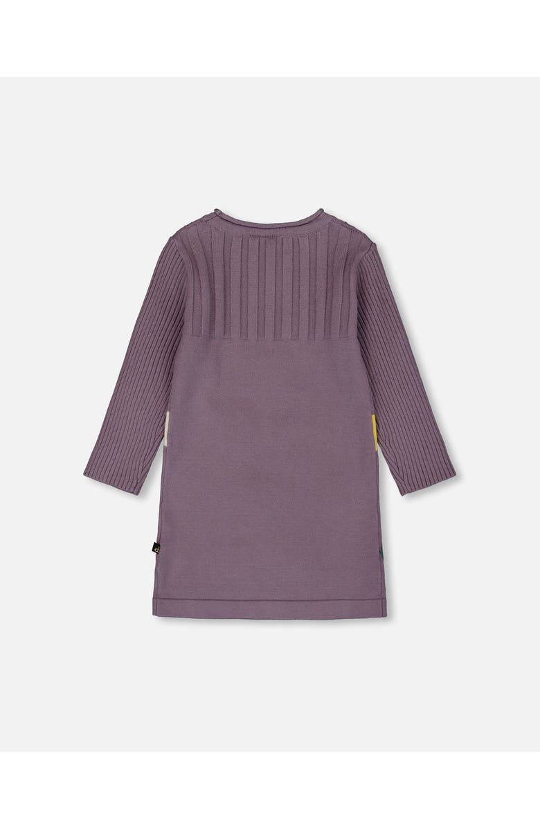 Deux par Deux Jacquard Sweater Dress with Polka Dot, Alternate, color, Purple Gray