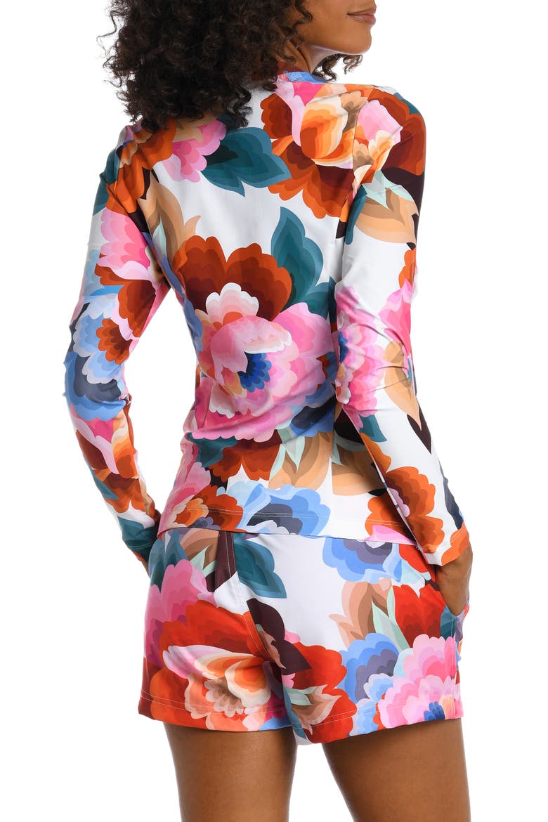 Floral Print Half-Zip Rashguard, Alternate, color, MULTI