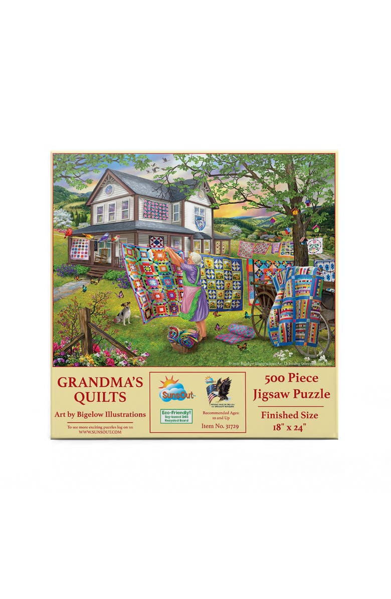 Sunsout Grandma's Quilts 500 piece Jigsaw Puzzle for Adults, Alternate, color, Multicolor