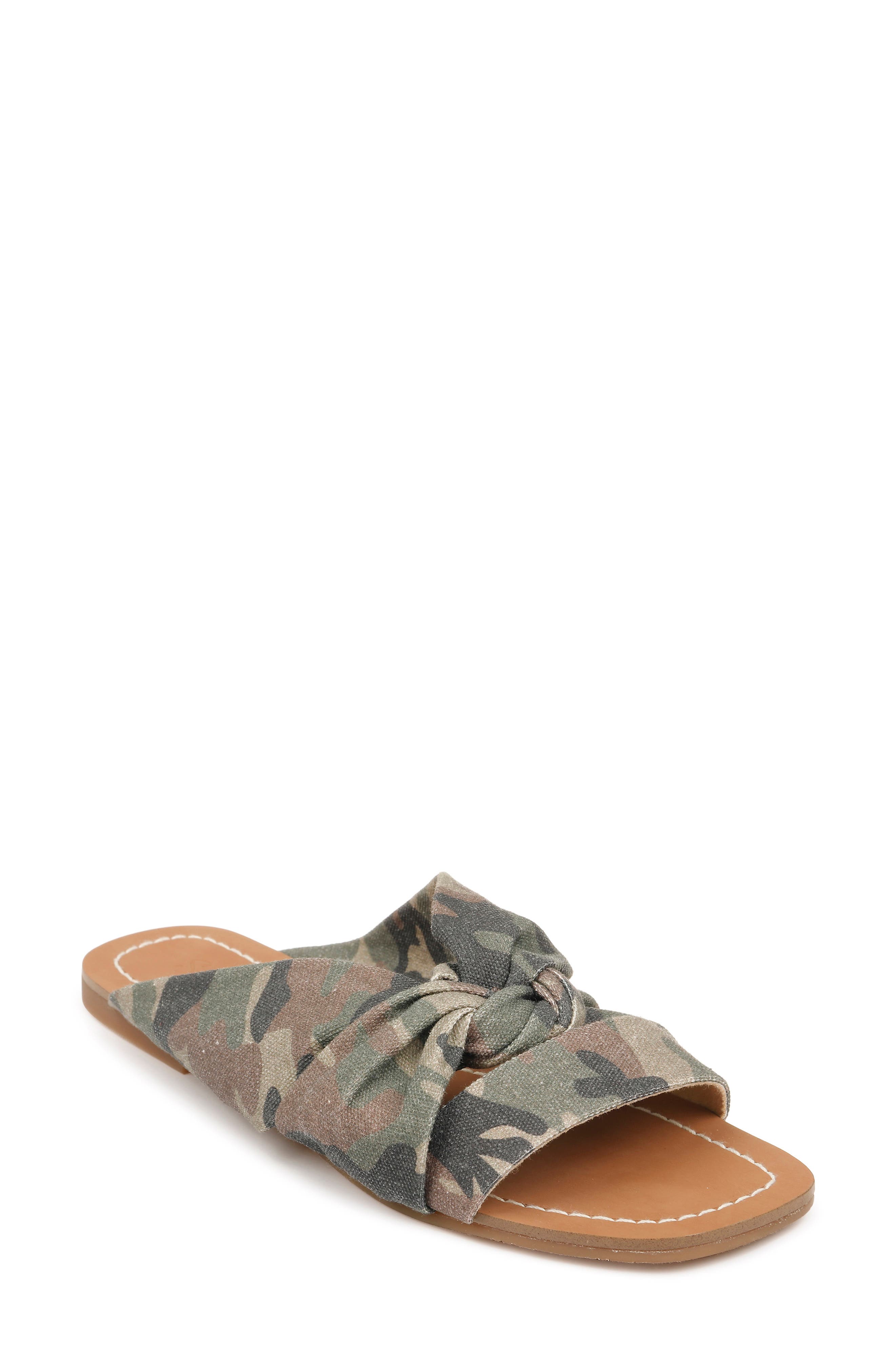 Alannis Slide Sandal, Main, color, CAMOUFLAGE FABRIC