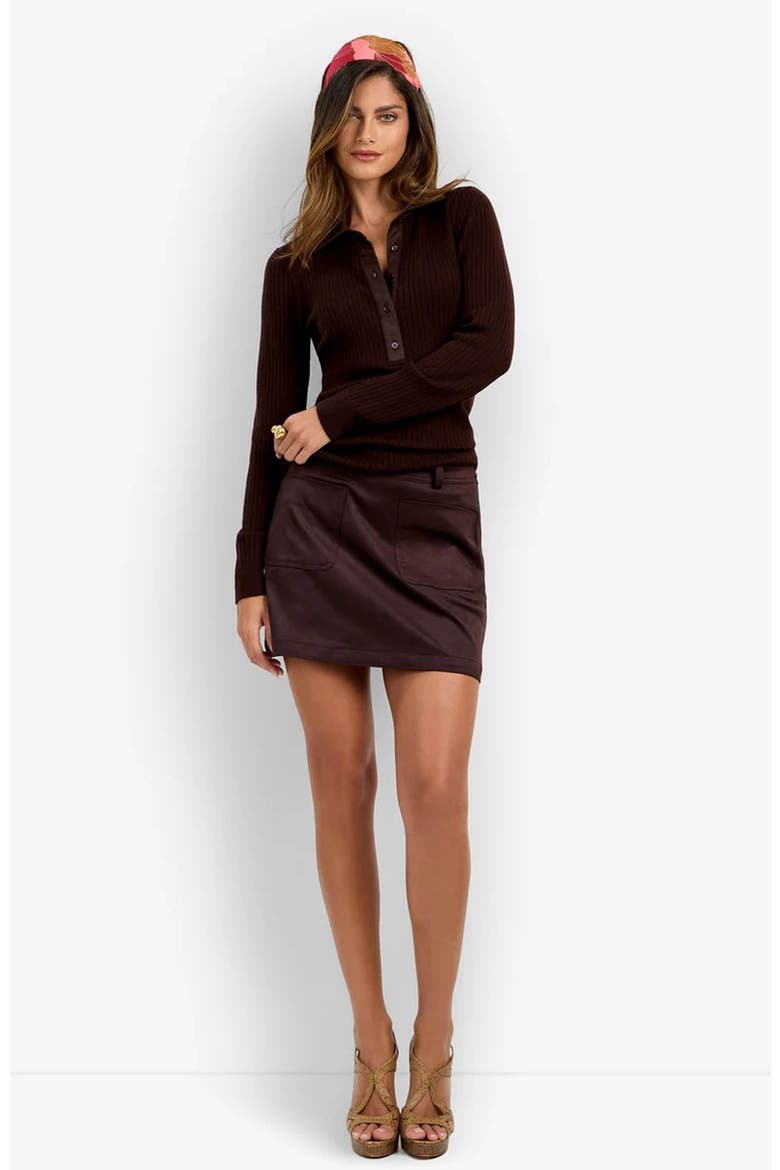 Rita Long Sleeve Polo, Alternate, color, Cioccolato