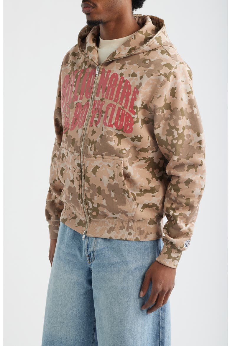 Camouflage Cotton Zip Front Graphic Hoodie, Alternate, color, DOESKIN