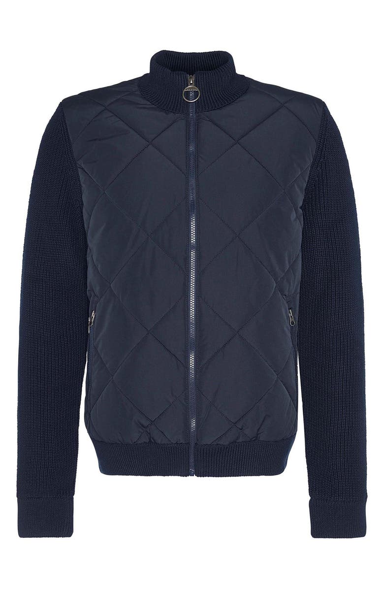 Barbour Newland Quilt Front Zip Cardigan, Alternate, color, Navy