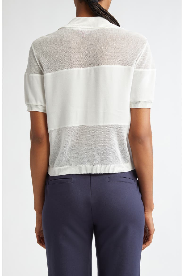 Quaint Short Sleeve Cotton Blend Polo Sweater, Alternate, color, WHITE