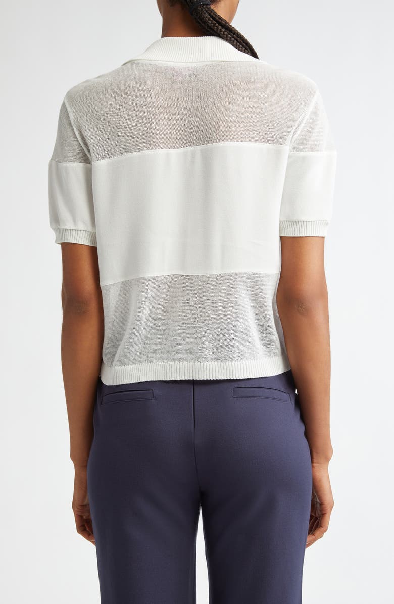 STAUD Quaint Short Sleeve Cotton Blend Polo Sweater, Alternate, color, White