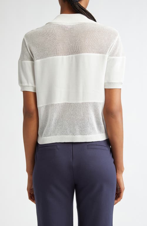 Staud Quaint Short Sleeve Cotton Blend Polo Sweater In White
