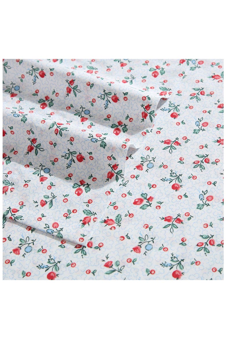 Aylesmore Ditsy Floral Full Cotton Percale Sheet Set, Alternate, color, BRIGHT RED