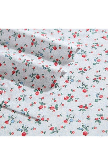 Laura Ashley Aylesmore Ditsy Floral Twin X-long Cotton Percale Sheet Set In Bright Red