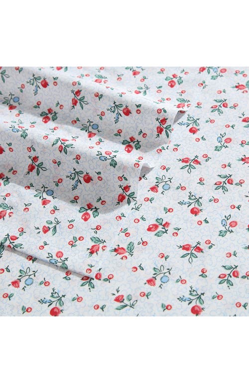 Laura Ashley Aylesmore Ditsy Floral King Cotton Percale Sheet Set In Bright Red