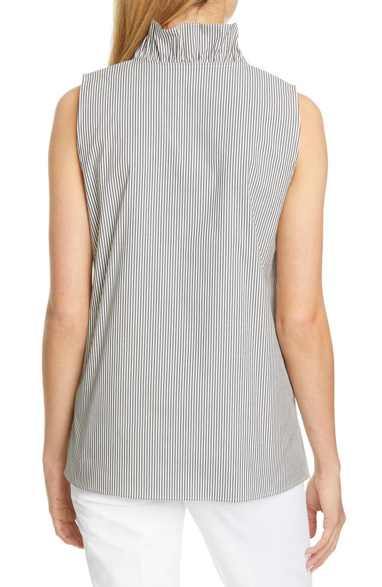 Lafayette 148 New York Viola Ruffle Neck Stripe Blouse, Alternate, color, 