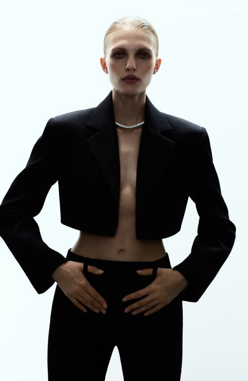 Mango X Kaia Gerber Wool Crop Blazer In Black