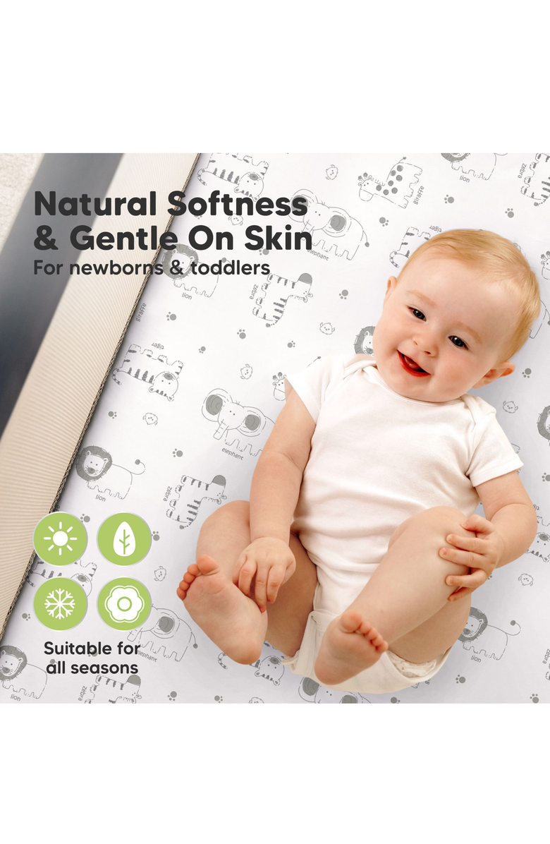 KeaBabies 2-Pack Soothe [Protect+] Waterproof Mini Crib Sheets, Alternate, color, Keasafari