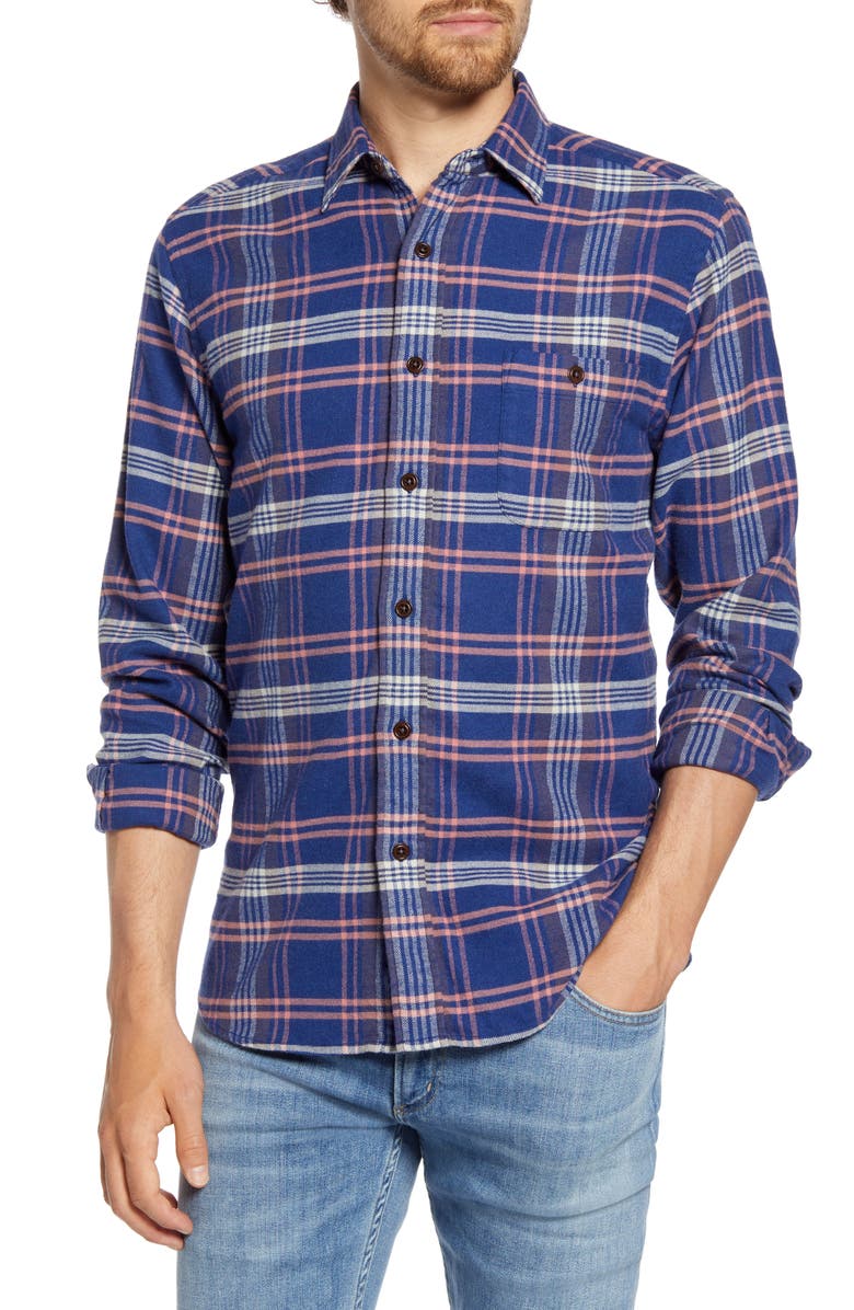 Faherty Seaview Regular Fit Plaid Flannel Button-Up Shirt, Main, color,