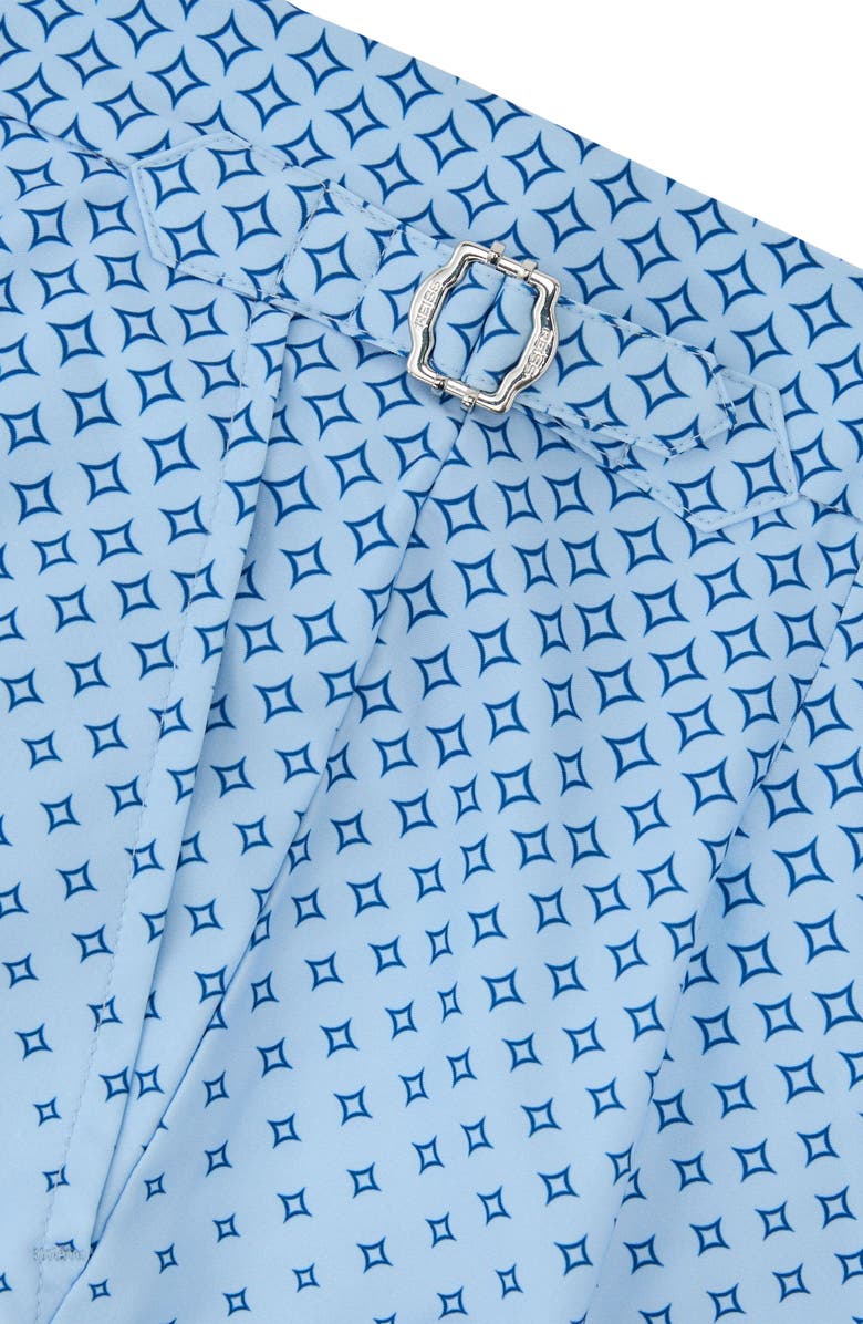 Reiss Darli Gradient Geo Print Side Adjuster Swim Trunks, Alternate, color, Soft Blue