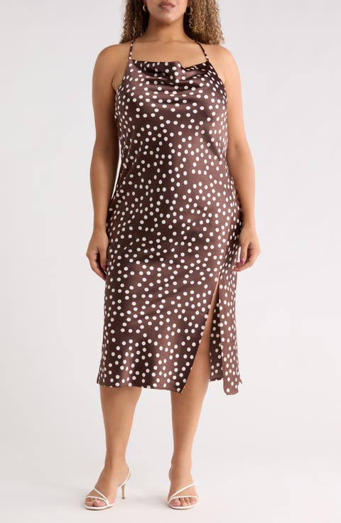 Polka Dot Satin Slipdress (Plus)
