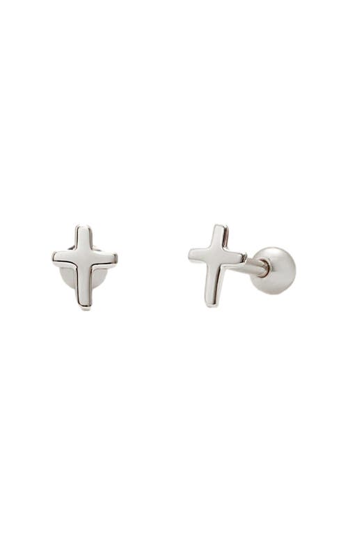 Made By Mary Cross Stud Earrings In Silver
