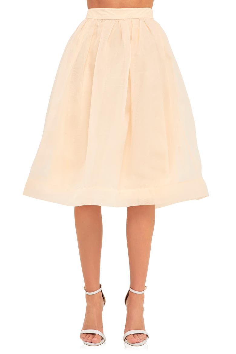 Organza Fit & Flare Midi Skirt, Alternate, color, CREAM