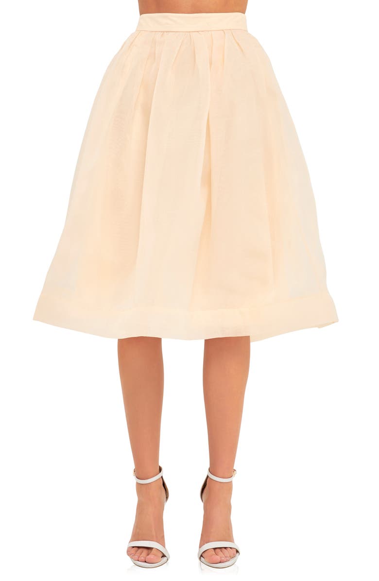 Endless Rose Organza Fit & Flare Midi Skirt, Alternate, color, Cream