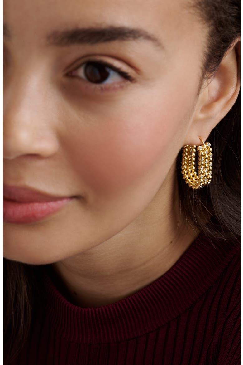 Bollie Crystal Bobble Hoop Earrings, Alternate, color, GOLD TONE / CLEAR CRYSTAL