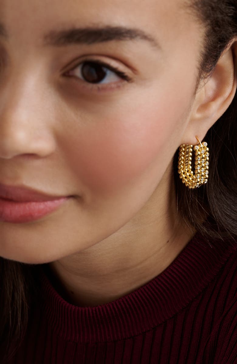 Ted Baker Bollie Crystal Bobble Hoop Earrings, Alternate, color, Gold Tone / Clear Crystal