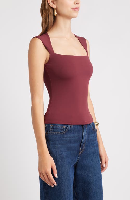 Open Edit Square Neck Tank In Burgundy