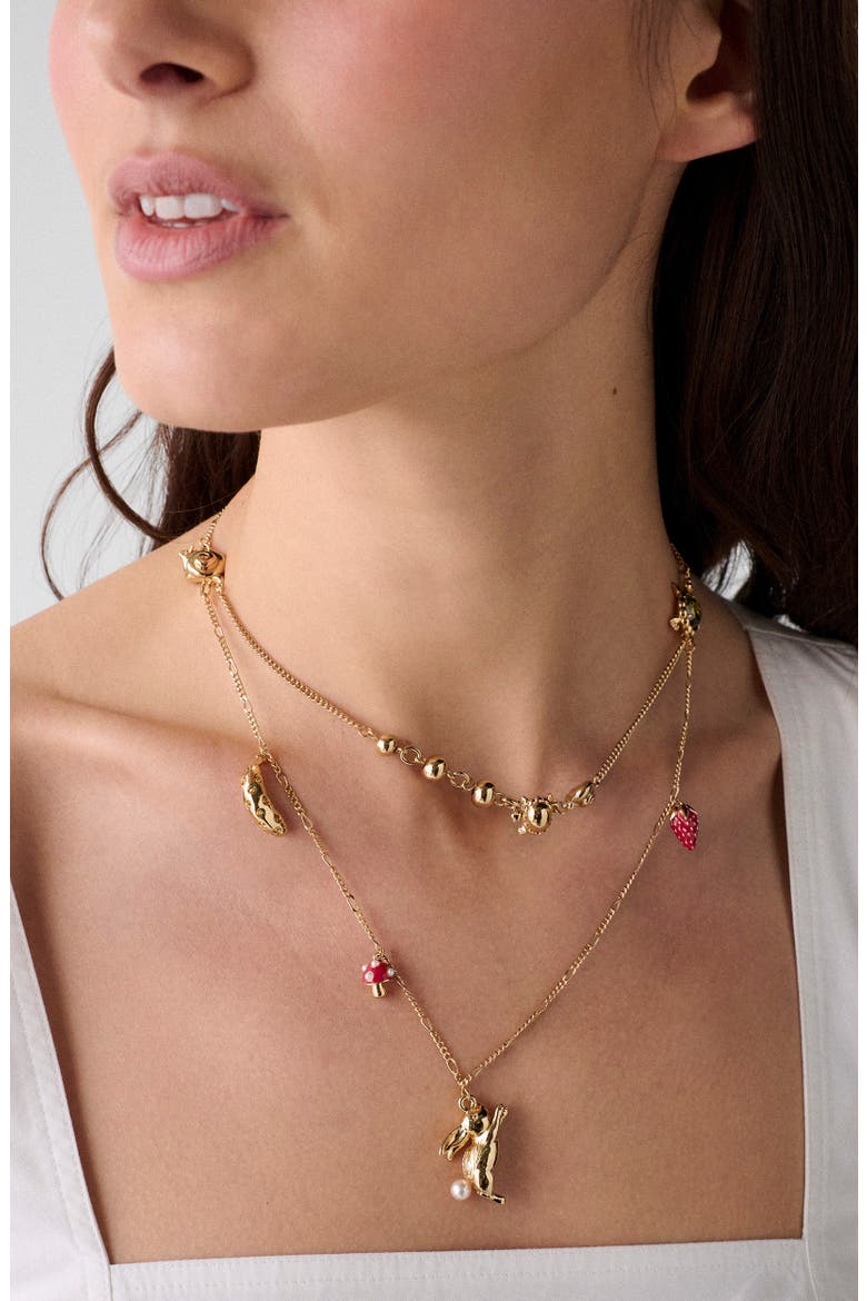 secret garden charm necklace, Alternate, color, GOLD MULTI