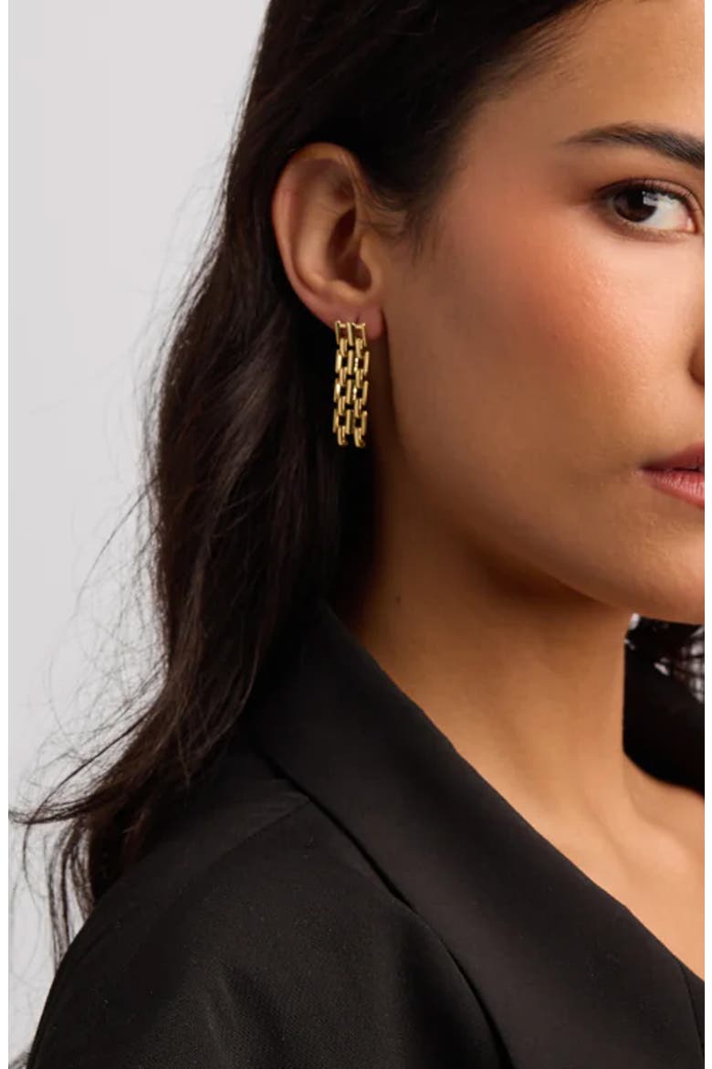 Panthera Link Linear Drop Earrings, Alternate, color, GOLD