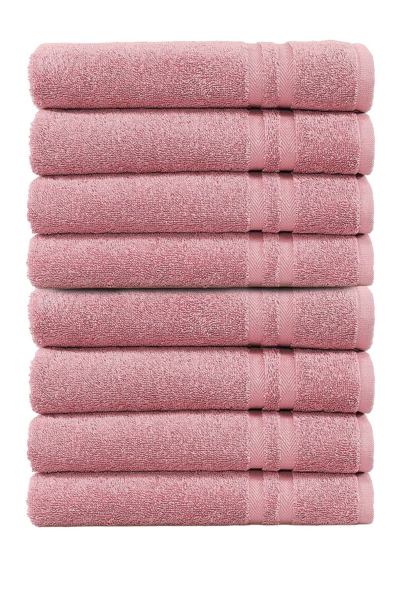 Denzi Hand Towels - Set of 8 - Tea Rose, Main, color, TEA ROSE