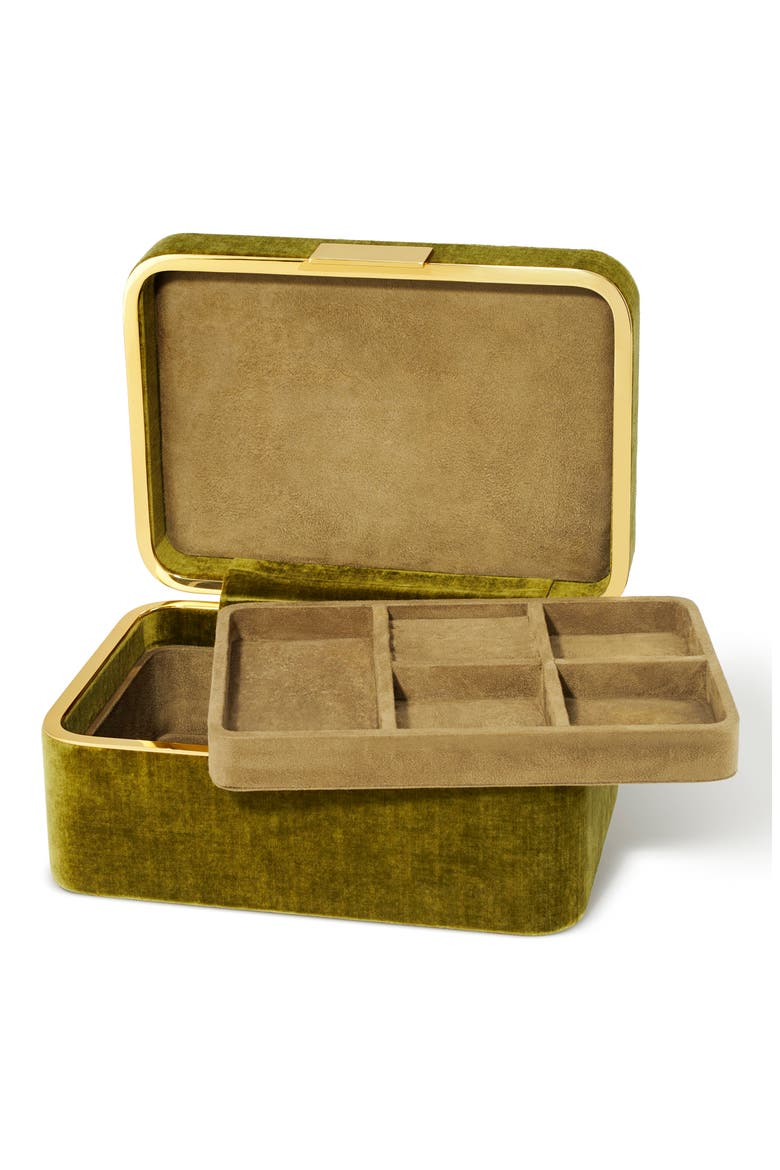 Beauvais Velvet Jewelry Box, Alternate, color, MOSS