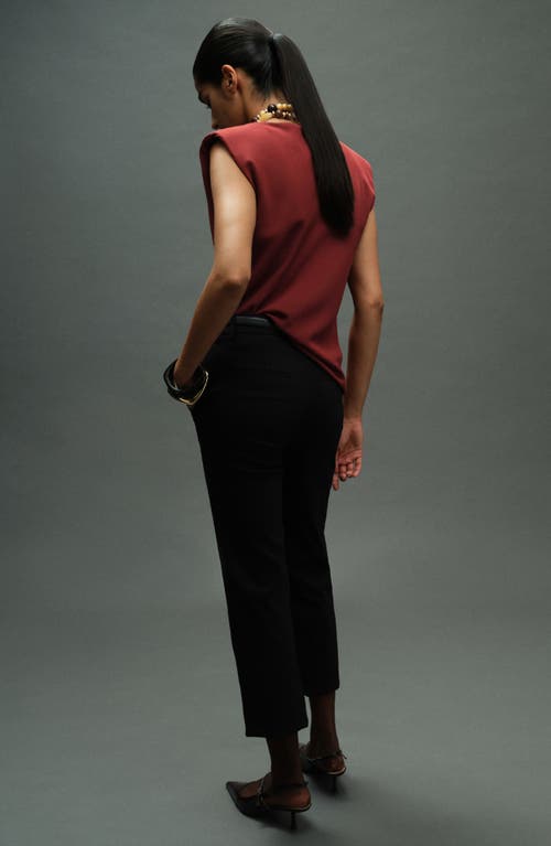 Mango Ruched Strong Shoulder Top In Multi