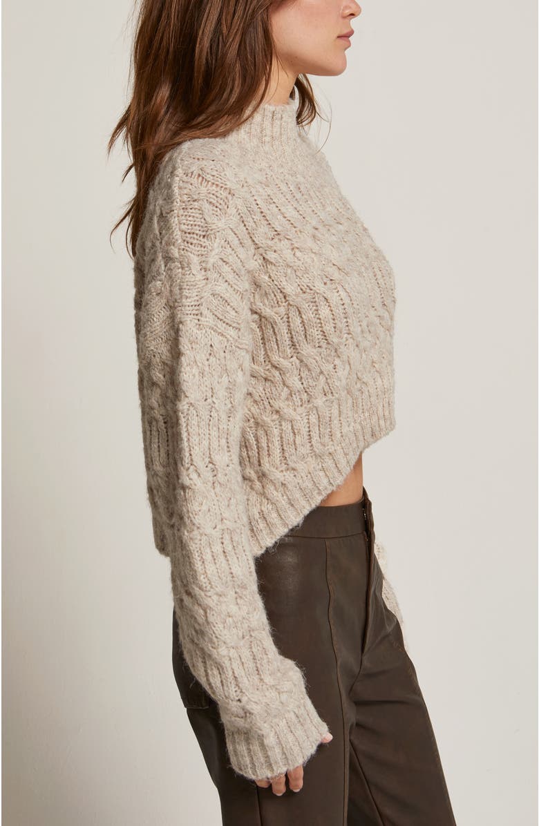 CRESCENT Mock Neck Cropped Sweater, Alternate, color, White Melange